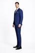 Men's Bold Gangster 1920s Vintage Navy Blue ~ White Gangster Bold Stripe 2 Button Vested Dress Suits For Men