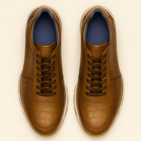 Belvedere Todd Men's Shoes Antique Brandy Exotic Genuine Ostrich Casual Sneakers