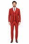 Men's Brick Statement Ticket Pocket Peak Lapel Wool Double Breasted Vest Suit with Gold Buttons – Modern Fit