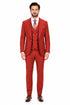 Men's Brick Statement Ticket Pocket Peak Lapel Wool Double Breasted Vest Suit with Gold Buttons – Modern Fit