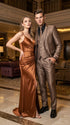 Men’s Bronze Brown Mocco 3 Piece Suit – Modern Formal Suit Set for Wedding, Prom and Business Events Light Brown Coffee Dark Tan