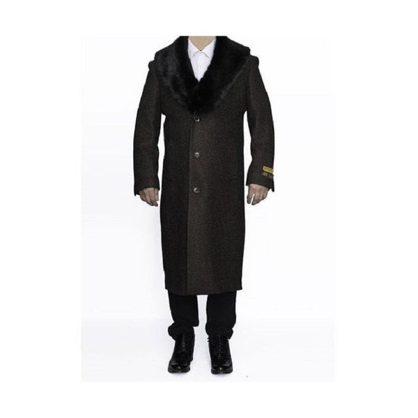 Mens Big And Tall Brown Wool Outerwear Coat Overcoat