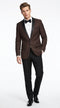 Mens Brown Dinner Jacket with Black Pants – Satin Lapel Tuxedo Suit for Weddings & Formal Events