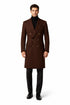 Mens Brown Fabric Double Breasted Overcoat