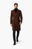 Mens Brown Fabric Double Breasted Overcoat