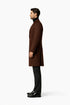 Mens Brown Fabric Double Breasted Overcoat