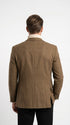 Mens Brown Houndstooth Blazer – Classic British Style 2 Button Checkered Texture Sport Coat for Fall, Winter Khaki Tan