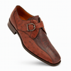 Mezlan Men's Genuine Full Quill Ostrich Leg Monk Brown  Strap Shoes