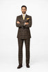 Men's Brown Plaid Double-Breasted Wool Suits – Classic Windowpane Two-Piece Formal Suits By Rossiman
