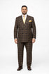 Men's Brown Plaid Double-Breasted Wool Suits – Classic Windowpane Two-Piece Formal Suits By Rossiman