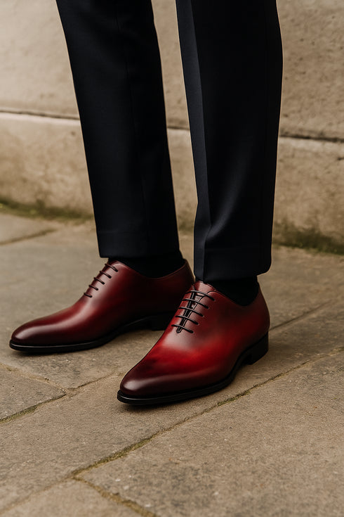 Mens Mezlan Pamplona Calfskin Plain Toe Dress Shoe in Cognac