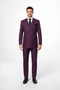 Men's Burgundy Plaid Double-Breasted Suit – Classic Windowpane Formal Two-Piece Suit By Rossiman