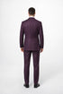 Men's Burgundy Plaid Double-Breasted Suit – Classic Windowpane Formal Two-Piece Suit By Rossiman