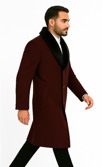 Mens Burgundy ~ Wine ~ Maroon Big And Tall Trench Coat Overcoat