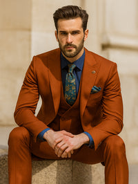 Men’s Orange Slim Fit Suit – Trendy Formal & Business Wear