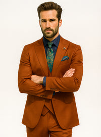 Men’s Orange Slim Fit Suit – Trendy Formal & Business Wear