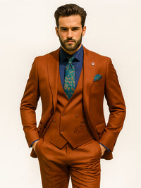 Men’s Orange Slim Fit Suit – Trendy Formal & Business Wear