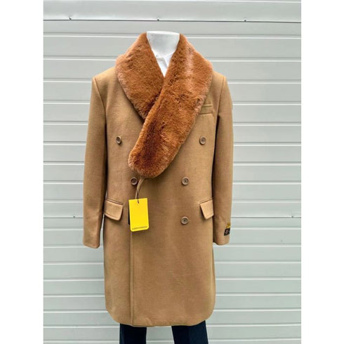 Mens Camel Peacoat - Mens Wool and Cashmere Camel Peacoat