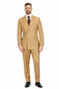 Men’s Camel Double Breasted Wool Suit with Metal Buckle Closure