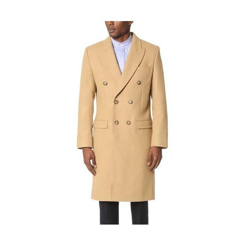 Mens Camel Peacoat - Wool Camel Color Peacoat