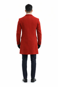 Mens Overcoat - Topcoat For Men - Winter Fabric - Buttons Closure men's Car Coat Wedding Red Prom Suit - Mens Overcoat
