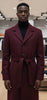 Men's Burgundy Full Length Belted Overcoat Porter
