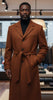 Men's Cognac Full Length Belted Overcoat Porter