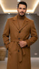 Men's Toasted Light Brown Full Length Belted Overcoat Porter