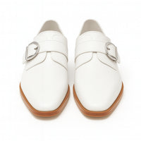 Mens Carrucci Classic Leather Fade Single D-Buckle Monk Strap Dress Shoe in Chestnut