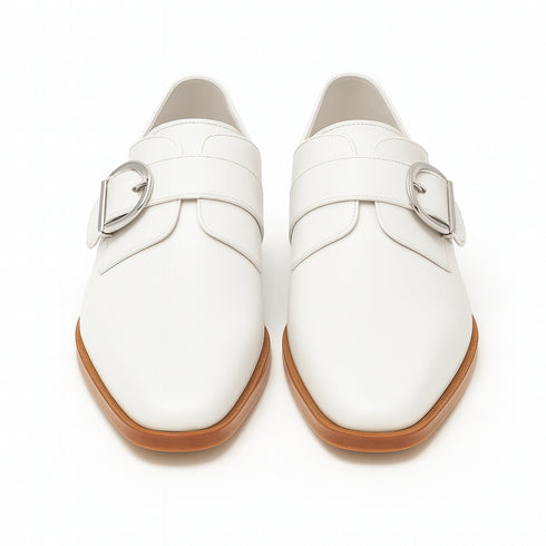 Mens Carrucci Classic Leather Fade Single D-Buckle Monk Strap Dress Shoe in Chestnut