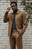 Mens Casual Leisure Suit Brown Plaid 6776
