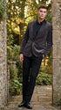 Mens Charcoal Gray Velvet Tuxedo Suit – Luxury Formal Wedding Suit with Black Shawl Lapel for Prom, Party Black Pants