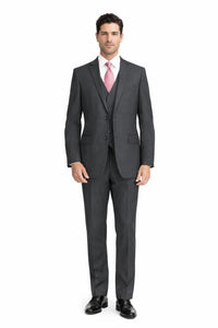 Mens Charcoal Tiglio Suit – Classic 3 Piece Dark Grey Suit for Business, Wedding and Formal Wear