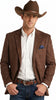Mens Chocolate Brown Western Blazer – Cowboy Style Sport Coat Jacket Suede Fabric Two Buttons