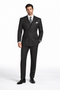 Mens Classic Double Breasted Poplin Suit In Black
