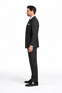 Mens Classic Double Breasted Poplin Suit In Black