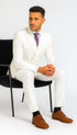 Mens Classic Double Breasted Poplin Suit In White