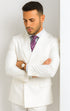 Mens Classic Double Breasted Poplin Suit In White