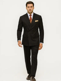Men’s Premium Black Double Breasted Poplin Classic Suit