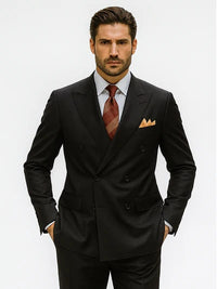 Men’s Premium Black Double Breasted Poplin Classic Suit