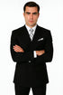 Mens Classic Wool Double Breasted Suit in Black