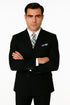 Mens Classic Wool Double Breasted Suit in Black