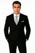 Mens Classic Wool Double Breasted Suit in Black