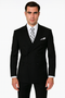 Mens Classic Wool Double Breasted Suit in Black