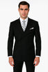 Mens Classic Wool Double Breasted Suit in Black