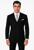 Mens Classic Wool Double Breasted Suit in Black