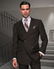 Mens Classic Wool Double Breasted Suit in Brown