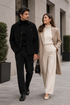 Mens Corduroy Shirt and Pants Walking Suit in Winter Cotton Fabric Casual in Color Black leisure Style