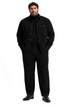 Mens Corduroy Shirt and Pants Walking Suit in Winter Cotton Fabric Casual in Color Black leisure Style