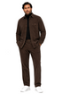 Mens Corduroy Shirt and Pants Walking Suit in Winter Cotton Fabric Casual in Color Mocca Choclate brownleisure Style